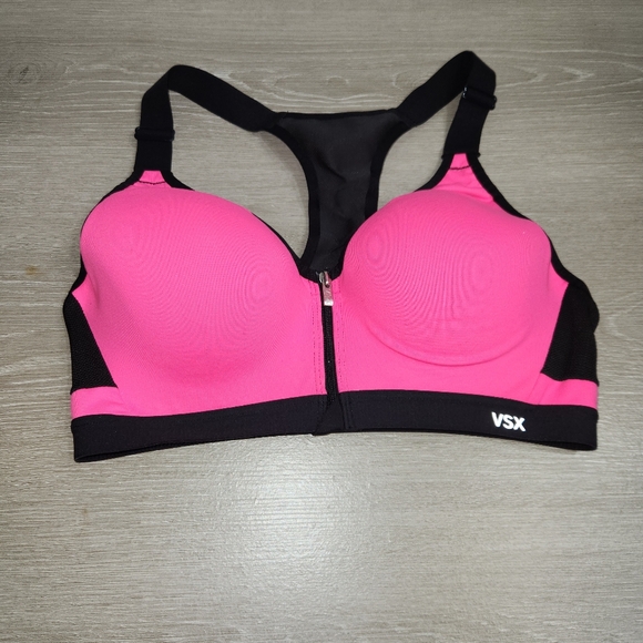 Victoria Secret Incredible Knockout Sports Bra 36B Pink Front Closure  Racerback - Picture 1 of 9